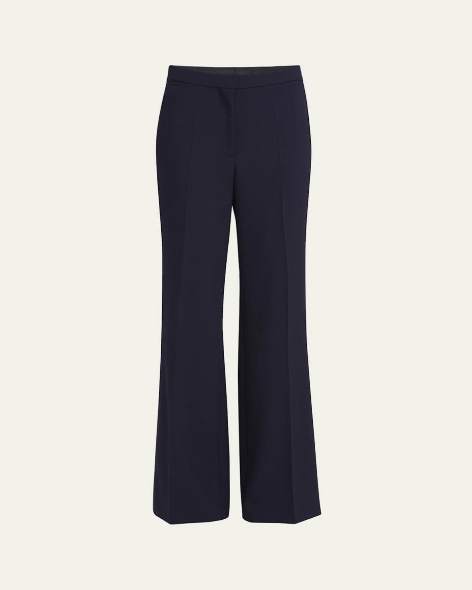 High-Rise Flare Crepe Trousers